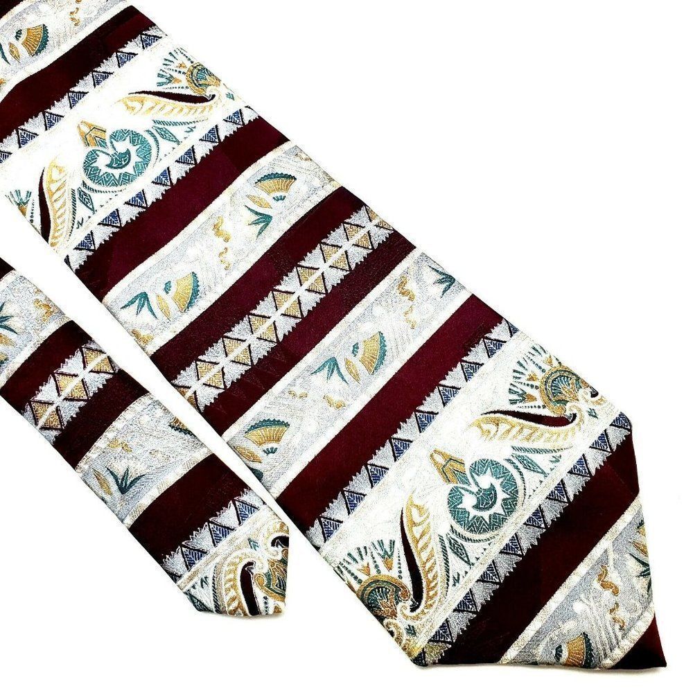 Pierre Cardin Red Silk Tie Print Wide Abstract